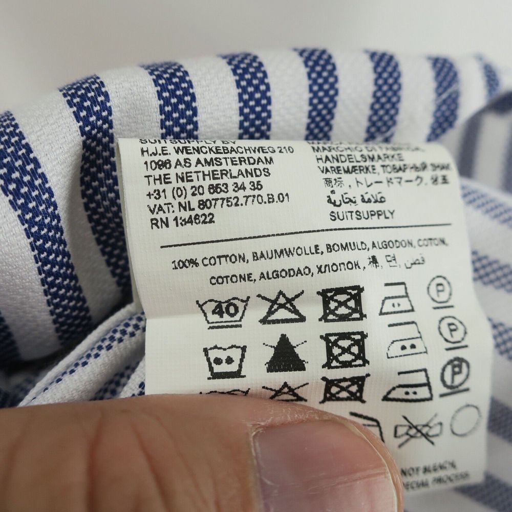 SuitSupply Egyptian Cotton Button Up Dress‎ Shirt Mens 41-7 / 16L - Picture 8 of 8